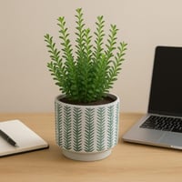 أصيص سيراميك مزخرف بنقشة أوراق