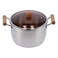 قدر شوربة ستانلس ستيل بمقابض مزدوجة وغطاء – 24سم