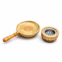 طقم مبخرة خشبي هندي فاخر بنقوش ذهبية