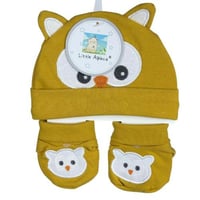 طقم قبعة وقفازات أطفال بتصميم بومة لطيف