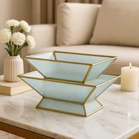 إناء ديكوري زجاجي بإطار ذهبي