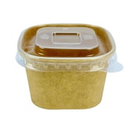 علبة طعام ورقية مربعة بغطاء بلاستيكي محكم