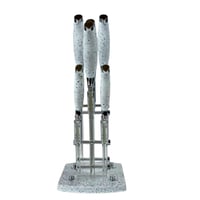 طقم سكاكين مطبخ مع حامل شفاف وقاعدة عصرية