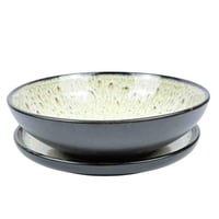 طقم سفرة سيراميك أنيق من 16 قطعة – أبيض منقط بحواف...