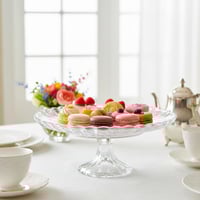 طبق تقديم زجاج شفاف بقاعدة مرتفعة تصميم فاخر