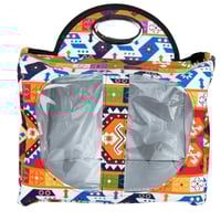 حقيبة حفظ طعام عازل حراري بطبعات تراثية ملونة