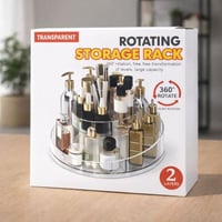 منظم مكياج دوار شفاف بطبقتين