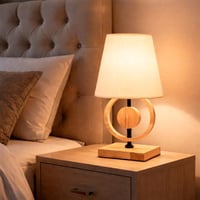 مصباح طاولة خشبي بتصميم دائري عصري للغرف النوم