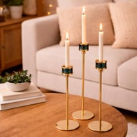 طقم شمعدانات معدنية ثلاث قطع بتصميم فاخر