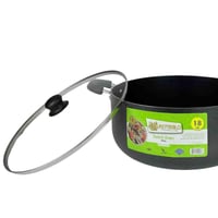 قدر طبخ غير لاصق بسعة 18 لتر مع غطاء زجاجي