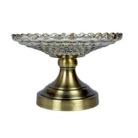 حامل حلى زجاجي بقاعدة معدنية فاخرة