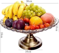 صحن فواكه أنيق – زجاجي مع قاعدة معدنية – لتقديم ال...