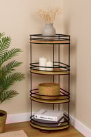 رف زاوية معدني خشبي – 4 طوابق