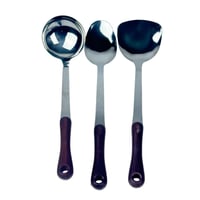 طقم أدوات مطبخ ستانلس ستيل بمقابض خشبية – 6 قطع مع...