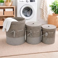 سلة تخزين وملابس منسوجة متعددة الاحجام مع غطاء