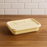 علبة حفظ طعام مستطيلة بغطاء – لون أصفر باستيل