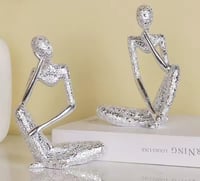 جديد مجردة الشكل شخصية الذهب والفضة تمثال راتنج تم...