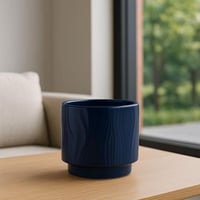 فازة سيراميك دائرية – بتصميم خطوط مموجة | اللون: أ...