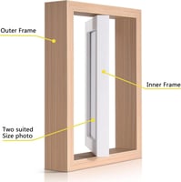 إطار صور خشبي مزدوج الجهتين بمقاس 17.8 × 12.7 سم