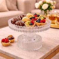 ستاند تقديم كريستال فاخر بقاعدة مرتفعة للحلويات