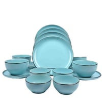 طقم سفرة سيراميك تركوازي 16 قطعة