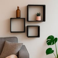 طقم رفوف حائطية خشبية عصرية