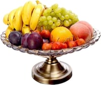 صحن فواكه أنيق – زجاجي مع قاعدة معدنية – لتقديم ال...