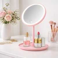 مرآة مكياج مضيئة مع قاعدة تنظيم