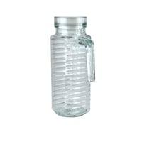 إبريق زجاجي شفاف بتصميم مموج وغطاء محكم