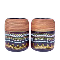 طقم اكسسوارات حمام سيراميك بنقوش تراثية – 4 قطع