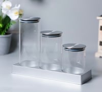 طقم مرطبانات زجاجية لتخزين الطعام باغطية من ستانلس