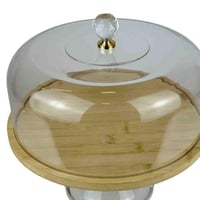 حامل كيك زجاجي بقاعدة مرتفعة وغطاء شفاف بكرة كريست...