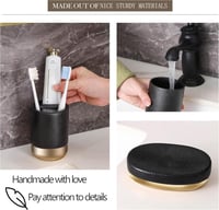 طقم إكسسوارات حمام سيراميكي 4 قطع – أسود مع قاعدة...