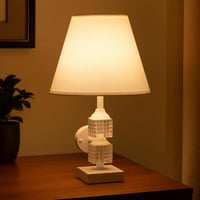 مصباح طاولة كلاسيكي بقاعدة زجاجية مزدوجة