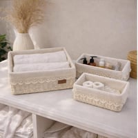 طقم سلال تخزين مزخرفة مع بطانة قماش