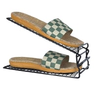 شبشب منزلي صيفي بنقشة مربعات خضراء وبيج