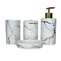 طقم إكسسوارات حمام فاخر بتصميم رخامي