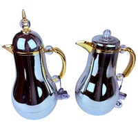 طقم دلال ضيافة فاخرة باللون الفضي مع لمسات ذهبية –...