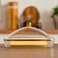 صينية فاخرة بغطاء أكريليك – حواف ذهبية