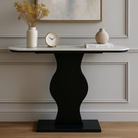 طاولة كونسول بسطح رخامي وإطار أسود