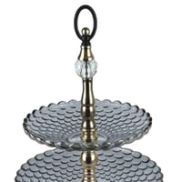 حامل تقديم فاخر بطبقتين – زجاج ودعامة ذهبية