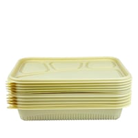 علبة حفظ طعام مستطيلة بغطاء – لون أصفر باستيل