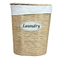 سلال غسيل بخامة الخوص الطبيعي – طقم من ثلاث قطع