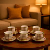 طقم اكواب مزخرفة ـ 6 اكواب مع سيسر