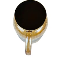 إبريق تقديم زجاجي بلون كهرماني بغطاء معدني