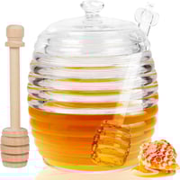 برطمان عسل زجاجي بغطاء وملعقه عسل