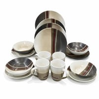 طقم سفرة بورسلان فاخر – تصميم عصري بخطوط أنيقة (16...