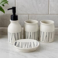 طقم حمام سيراميك بنقشة عصرية – 4 قطع