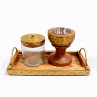 طقم مبخرة مع علبة تخزين على صينية خشبية فاخرة