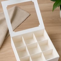 علبة حلويات كرتون مع فواصل وغطاء شفاف 10 قطع